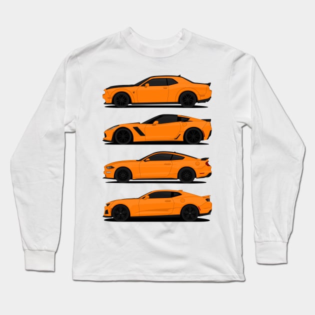 AMERICAN MUSCLE ORANGE Long Sleeve T-Shirt by VENZ0LIC